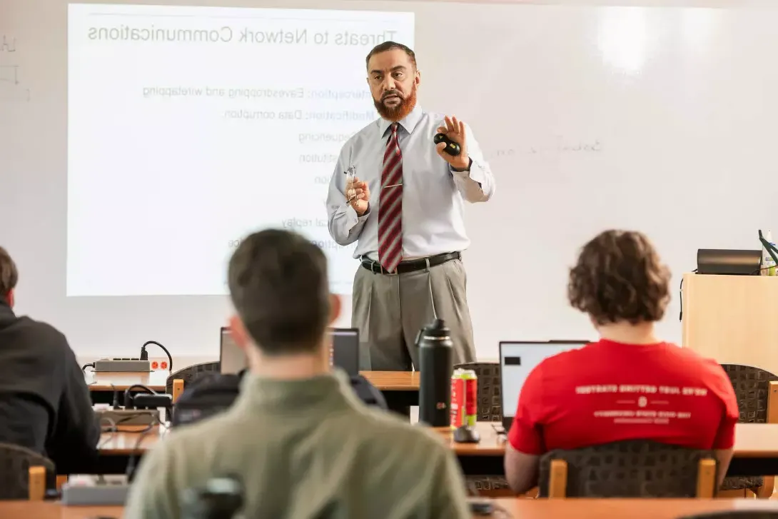 Abushgra Abdulbast lecturing on cybersecurity